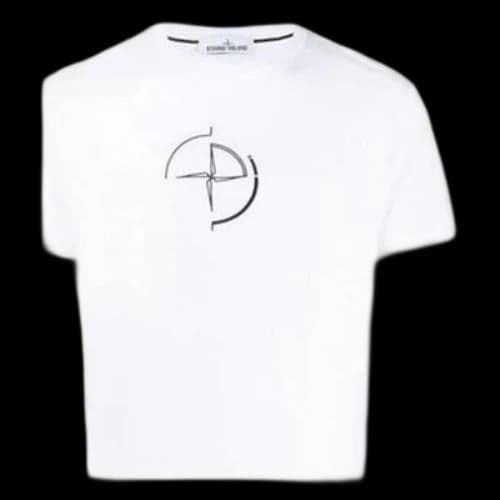 STONE ISLAND Pure Cotton Printing Alphabet Short Sleeve White