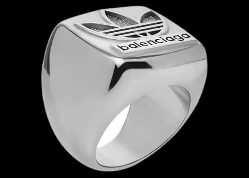 Balenciaga x adidas Trefoil Signet Ring Silver