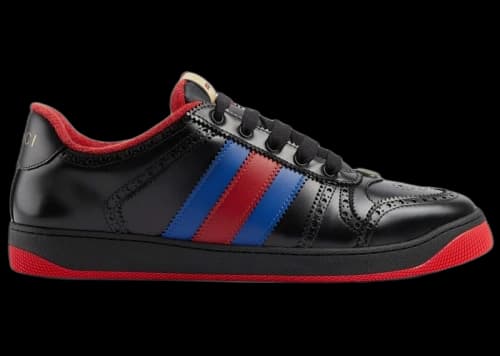 Gucci Leather Screener Sneaker Black Blue Red