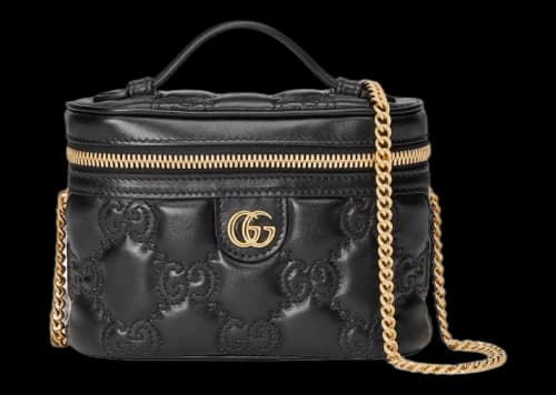 Gucci GG Matelassé Top Handle Mini Bag Black