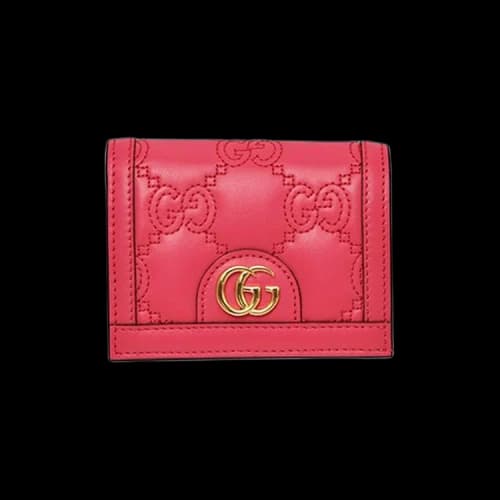 Gucci GG Matelassé Card Case Wallet 'Pink'