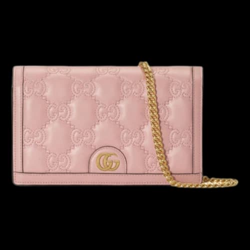Gucci GG Matelass Chain Wallet 'Light Pink' (Women's)