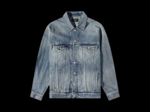 Balenciaga Oversized Political Campaign Logo Denim Jacket Blue