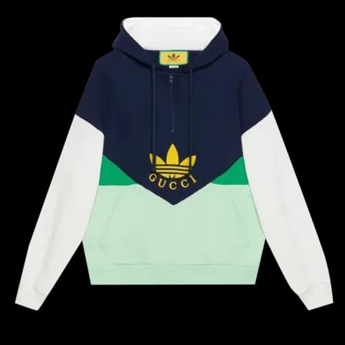 Gucci x adidas Colorblock Hooded Sweatshirt 'Blue'