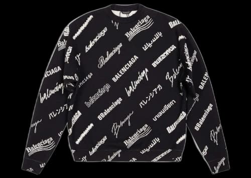 Balenciaga Logo Print Crewneck Sweater Black