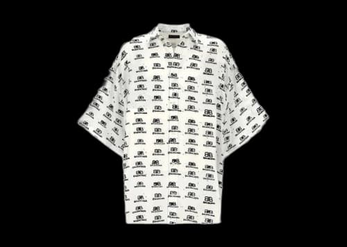 Balenciaga Hand Drawn BB Icon Oversize Viscose Shirt White/Black
