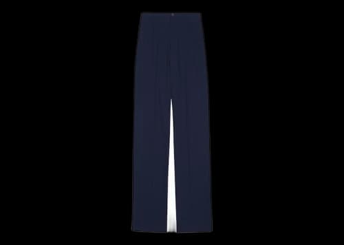 Balenciaga Men's Large Fit Tailored Stretch Wool Twill Pants Navy Blue