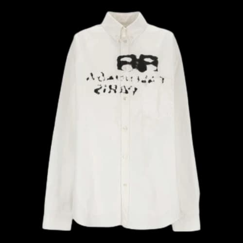 Balenciaga Hand-Drawn BB Long Sleeve Shirt Oversized 'White'