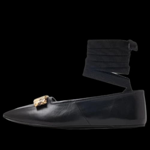 Gucci Leather Ballerina Flats With Ribbon And Bow 'Black' (Women's)