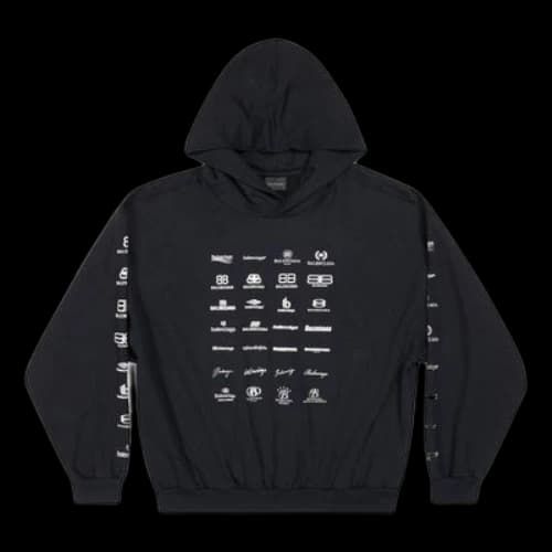 Balenciaga Archives Logos Hoodie 'Black'