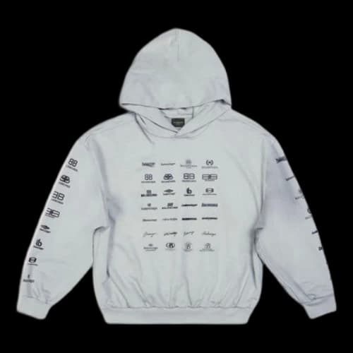Balenciaga Archives Logos Hoodie 'Light Grey'