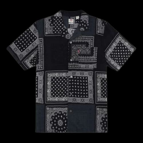 LEVI'S Levis lapel cashew Retro Short Sleeve Shirt Black