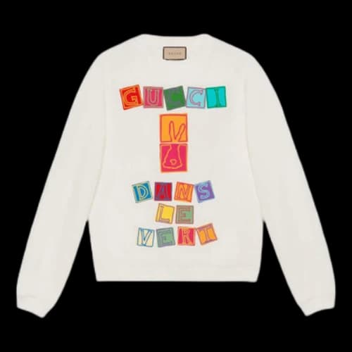 Gucci GG Cotton Jersey Sweatshirt with Gucci Dans Le Vert cube print 'White'