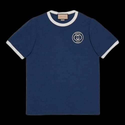 Gucci Cotton Jersey T-Shirt With Gucci Embroidery 'Blue'