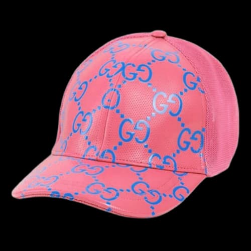 Gucci GG Leather Baseball Hat 'Pink Blue'