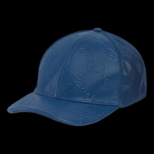 Gucci Leather Baseball Cap 'Blue'