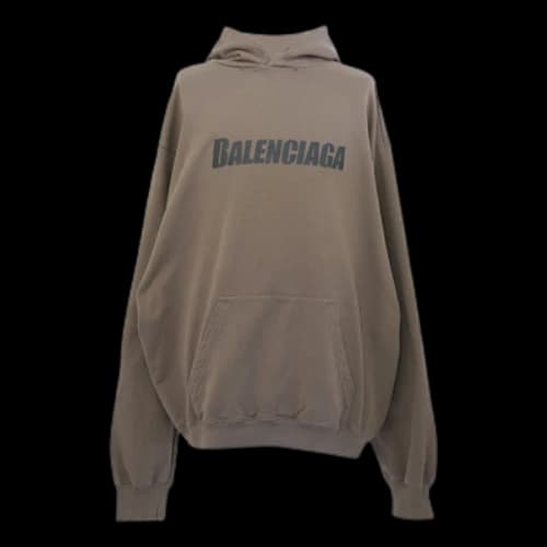 Balenciaga Boxy Logo Hoodie 'Taupe Black'