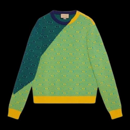 Gucci GG Jacquard Wool Knit Sweatshirt 'Green'