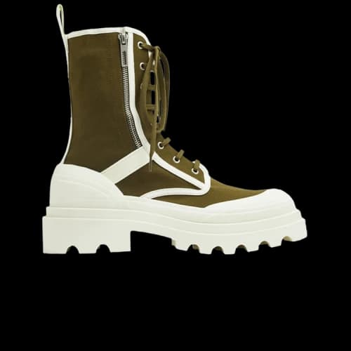 Bottega Veneta Canvas Combat Boot 'Olive White'