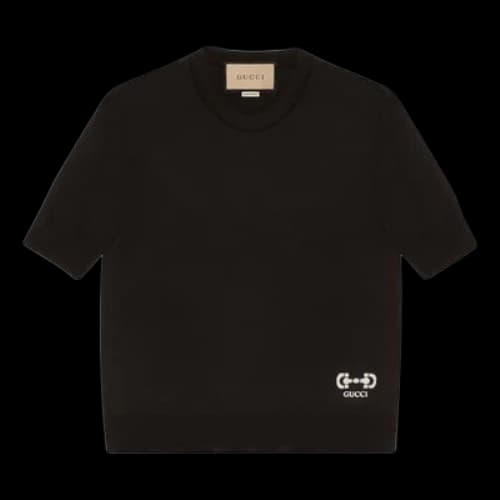 Gucci Fine wool top with Horsebit intarsia 'Black' (Women's)
