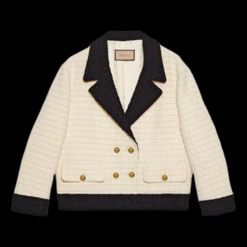 Gucci Double-Breasted Tweed Jacket 'Ivory' (Women's)