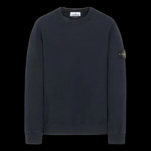 STONE ISLAND Solid Color Long Sleeves Round Neck Pullover Blue