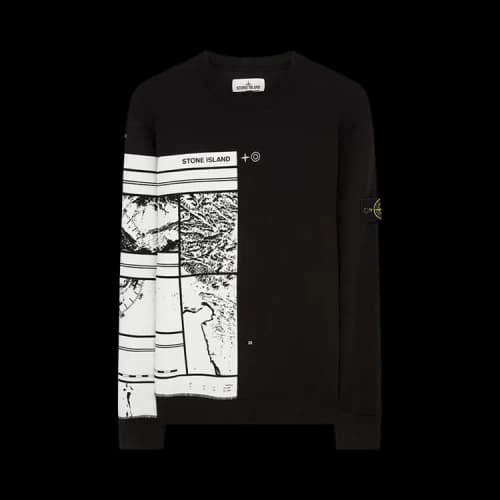 Stone Island Printed Crew Sweatshirt 'Black'