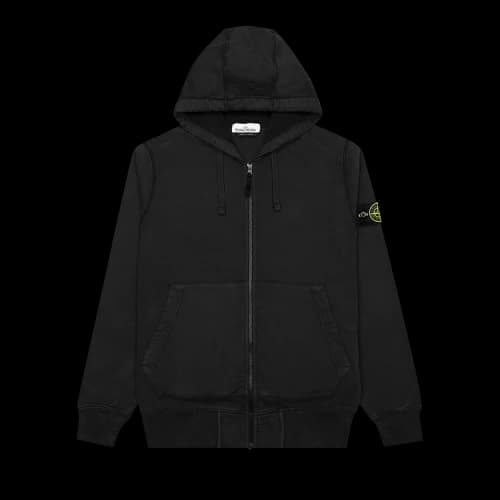 STONE ISLAND Sleeve Logo Zipper Classic hooded Cardigan Black