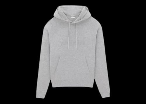 Saint Laurent Logo Embroidered Hoodie Grey