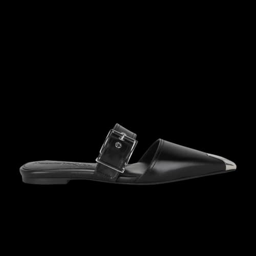 Alexander McQueen Punk Leather Flat 'Black Silver' (Women's)