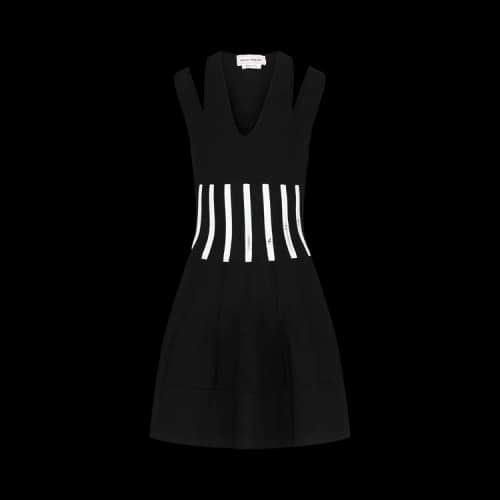Alexander McQueen Coutout Shoulder Corset Mini Dress Black White