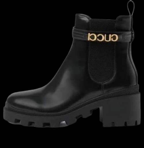Gucci Mid-Heel Boot With Logo 'Black Leather' (Women's)
