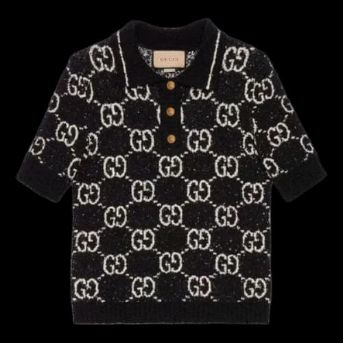 Gucci Fine Cotton Polo Top 'Black Ivory' (Women's)