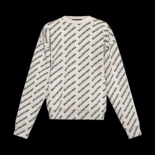 Balenciaga All Over Sweater 'Chalky White/Black'