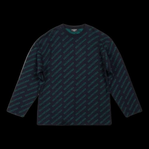 Balenciaga Mini Allover Logo Sweater 'Dark Blue Green'