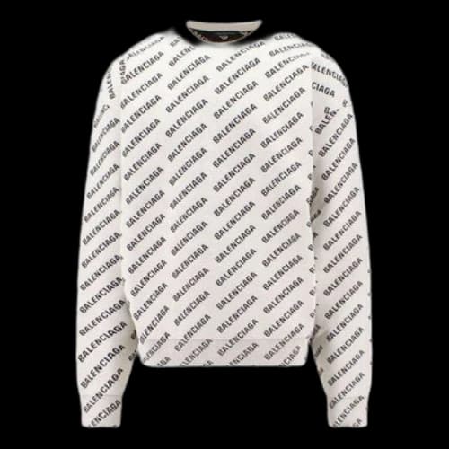 Balenciaga Mini Allover Logo Sweater 'White Black'