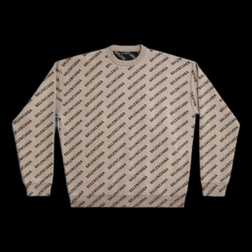 Balenciaga Mini Allover Logo Sweater 'Beige'