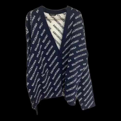Balenciaga Allover Logo Knit Cardigan 'Blue White'