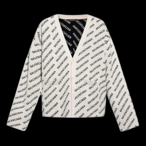 Balenciaga All Over Logo Cardigan 'Chalky White Black'