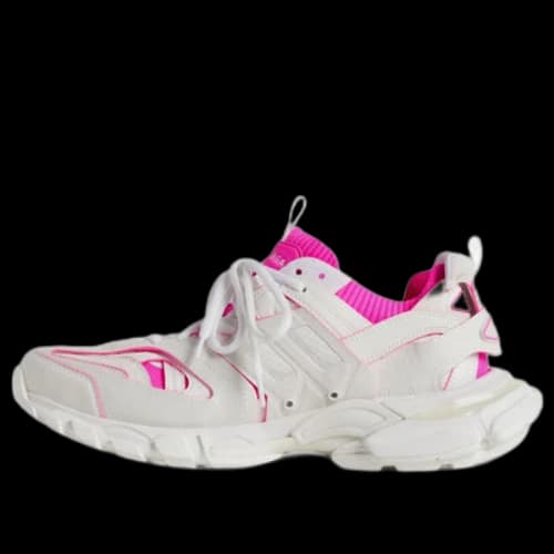 Balenciaga Track Sock Sneakers 'White and Neon Pink Knit and Nylon' (Women's)