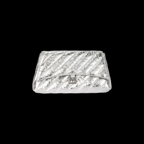Balenciaga Large Metallized Quilted Crush Clutch 'Silver'