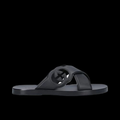 Gucci GG Cross' Slide Sandals Black