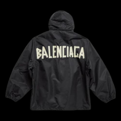 Balenciaga Tape Type Hooded Windbreaker Jacket 'Black'