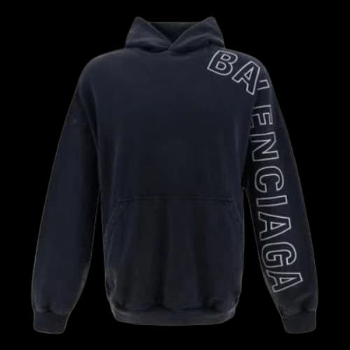 Balenciaga Outline Hoodie Oversized 'Black Faded'