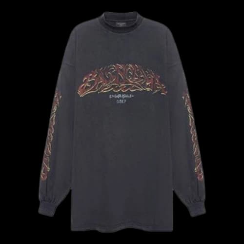 Balenciaga Offshore Long Sleeve T-shirt Oversized 'Black Faded'