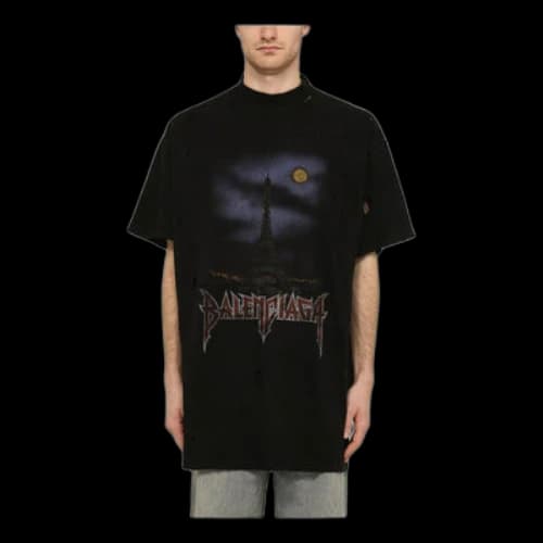 Balenciaga Paris Moon T-shirt Oversized 'Black Faded'