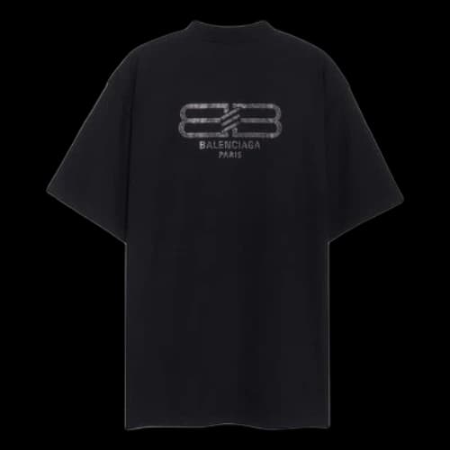 Balenciaga BB Paris Strass T-shirt Medium Fit 'Black Faded'
