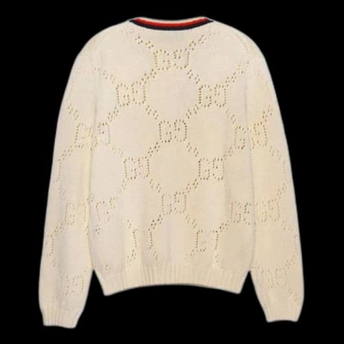 Gucci Perforated GG Cotton Sweater 'Ivory'