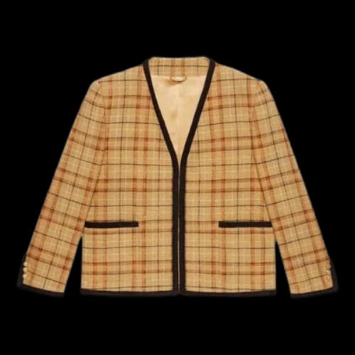 Gucci Check Cotton Linen Formal Jacket 'Beige Orange'