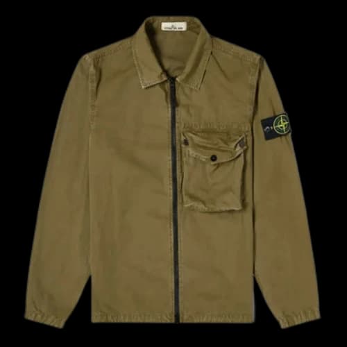 STONE ISLAND Zip Pocket Overshirt 'Olive Green'